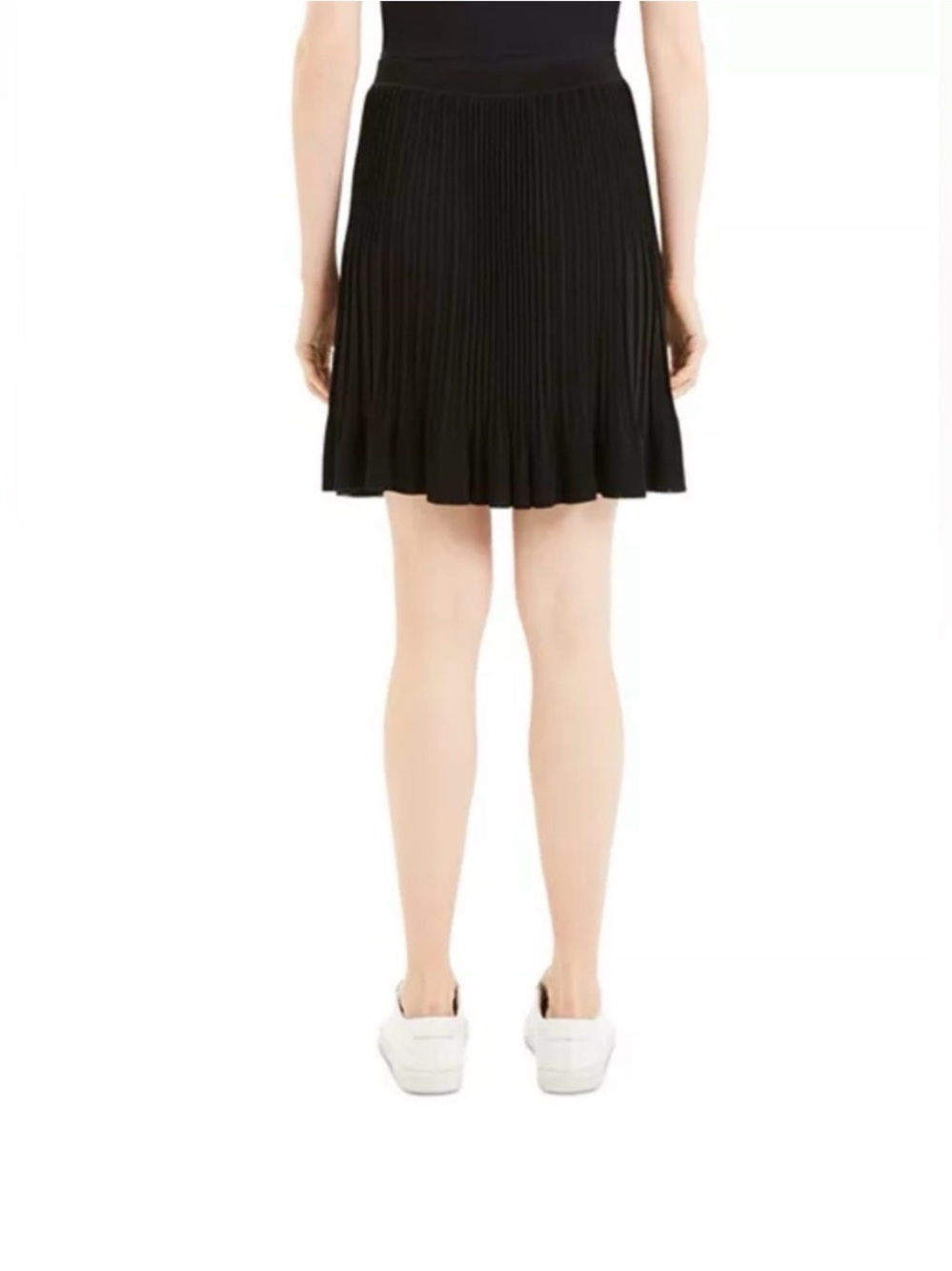 Theory Black Knot Pleated Skater Mini Skirt “New Luxor”